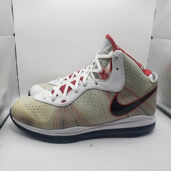 Nike Lebron James 8 V/2 SZ 11.5 White Sport Red Miami Heat Elite 429676-100 - Picture 3 of 9